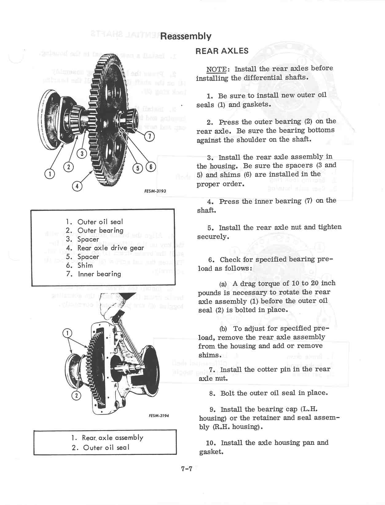 Final drive torque spec's Farmall Cub
